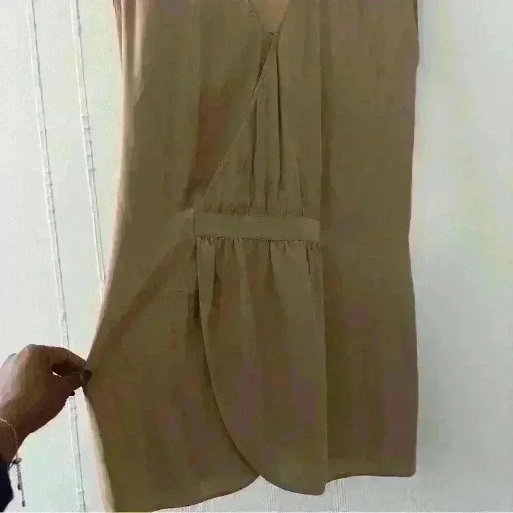 Haute Hippie Silk Cream cap sleeve dress with faux leather red belt size M